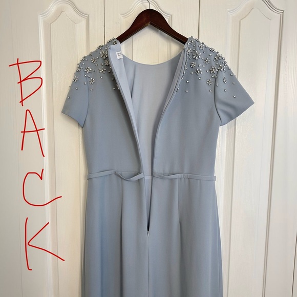 MAC DUGGAL Powder Blue High Neck Rhinestone Embellished Crepe Gown (Style 50038) - Picture 7 of 14